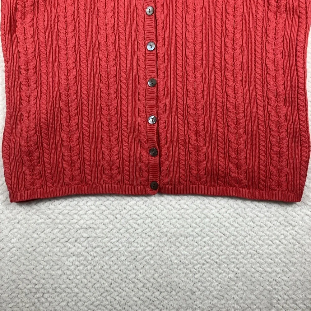 Vtg Talbots Pink Cable Knit Sweater‎ Cardigan Button Up Women's Size M
